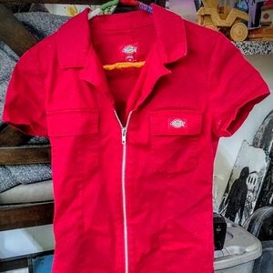 Very cute red Dickies zip up dress size medium